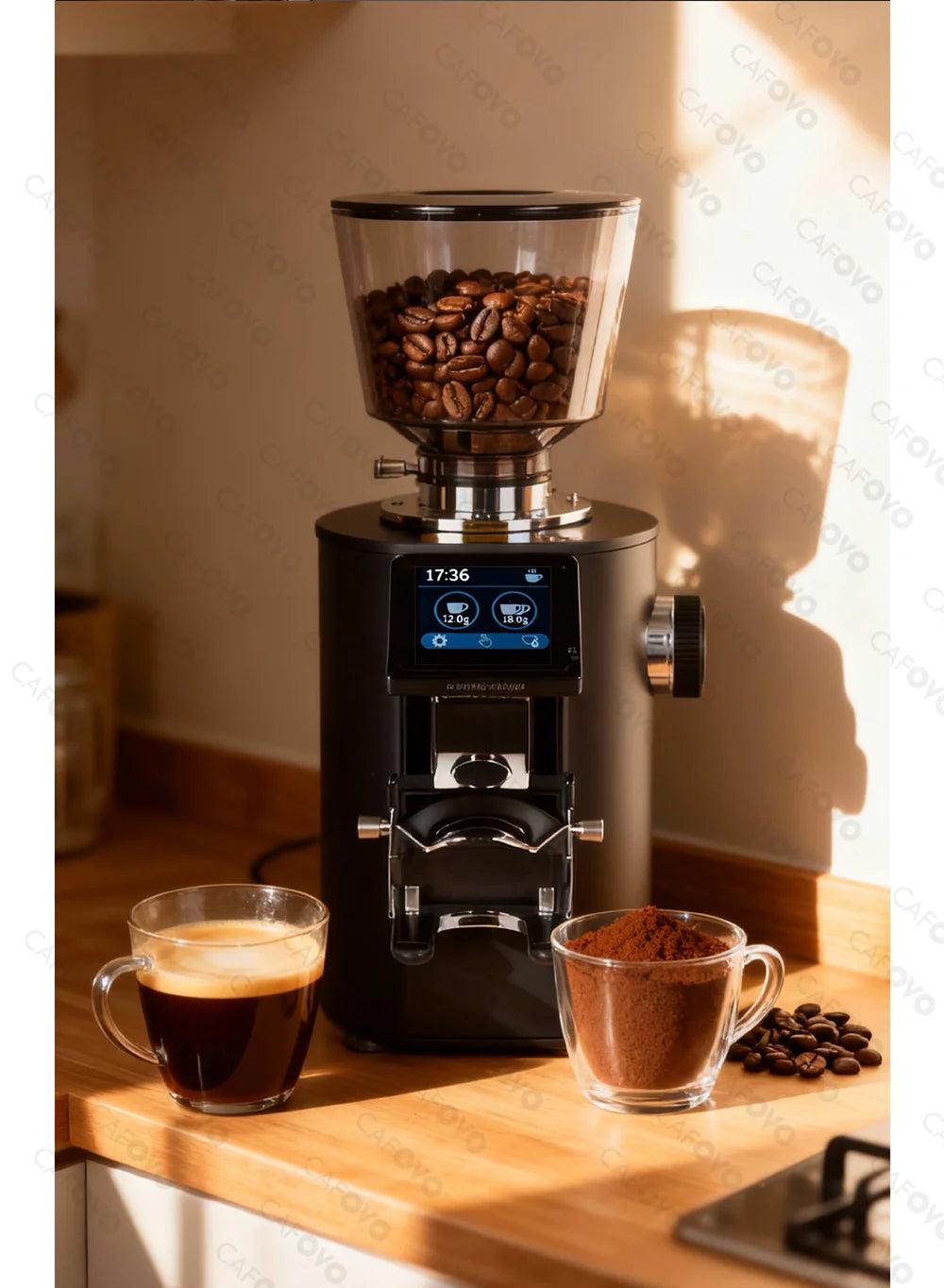 CAFOVO K64SC 64mm Flat Burr Espresso Grinder – Professional Weighing & Touch Screen Coffee Grinder