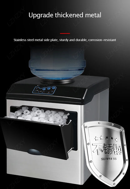 25KG Ice Maker Electric Commercial Ice Cube Maker Small Household Multifunctional Bottled Water Automatic English Panel
