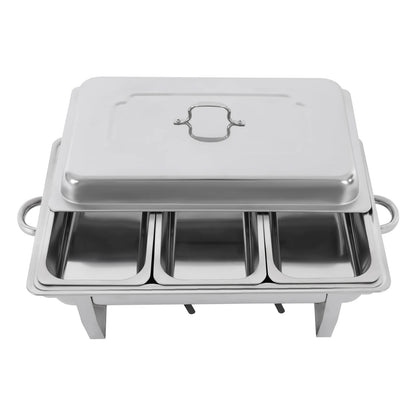 Chafing Dish Buffet Set 3 Grid Stainless Steel Rectangular Catering Chafer Warmer Set Buffet Dishes Warming Set 63.5*35.5*32cm