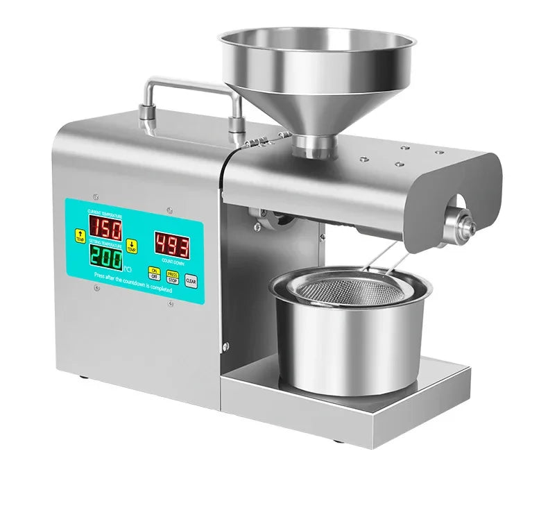 Automatic Cold Press Oil Machine – 110V/220V Sunflower, Olive & Seed Oil Extractor with Intelligent Digital Display