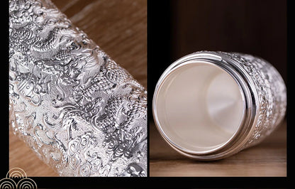 Teapot Thermos Inner Wall Sterling Silver S999 350-600ml Thermos Mug Stainless Steel Tumbler Thermos Travel Coffee Mug