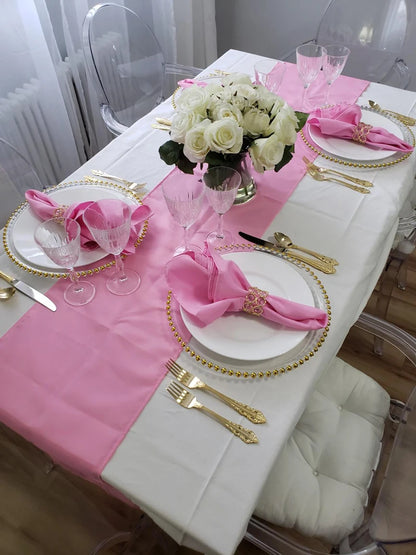 16pcs/30pcs/50pcs/100pcs/200pcs Clear Plastic Charger Plates with Gold Beads Rim Acrylic Decorative Service Plate