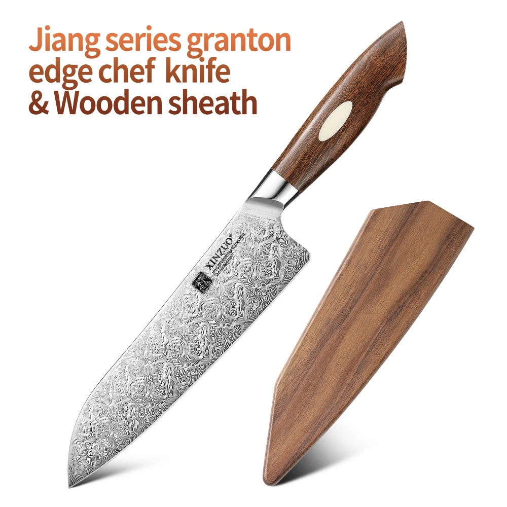 XINZUO 7.8'' Japanese Chef's Knife High-carbon Dual-core Damascus Steel Cooking Knife for Meat Vegetable Fish Fillet Salmon