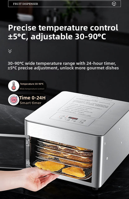 Commercial 5-Layer Stainless Steel Dehydrator with Digital Temperature Control