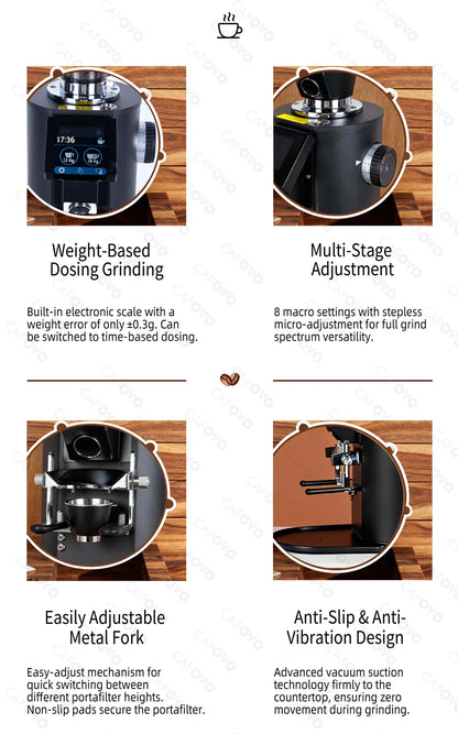 CAFOVO K64SC 64mm Flat Burr Espresso Grinder – Professional Weighing & Touch Screen Coffee Grinder