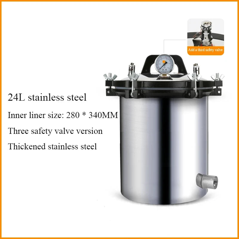 24L Automatic Sterilization Autoclave Pot High Pressure Sterilization Pot LCD Steam Sterilizer Surgical Medical Tools