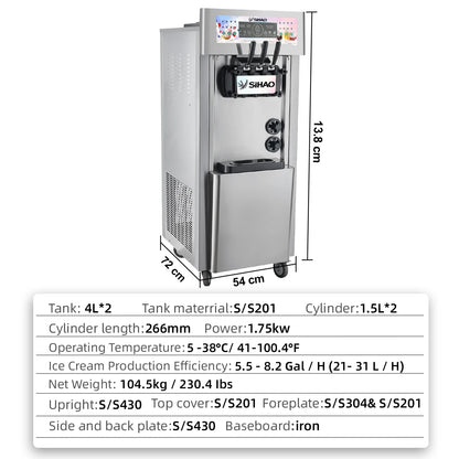 VEVOR NEW Commercial Soft Serve Ice Cream Machine For Sale fried roll home instant ice cream machine 220V Stainless Steel