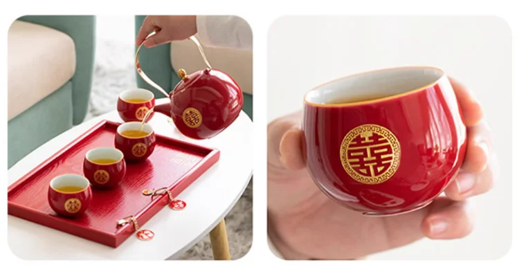 Ceramic Tea Set for Weddings, Home Teapot, Engagement and Dowry Gift, New lyweds