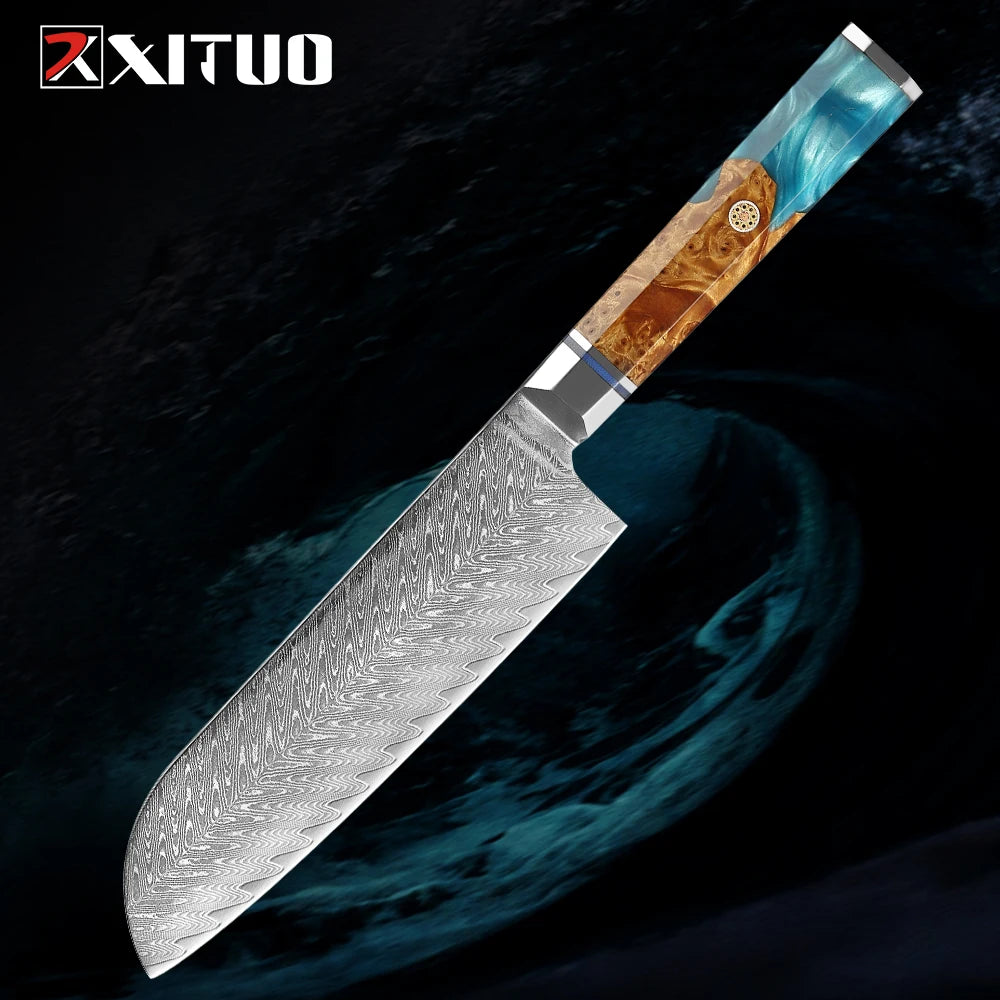 Japanese 67-Layer Damascus Steel Kitchen Knife Set Utility Knife Meat Slicer Vegetable Knife Boning Knife Ergonomic Handle