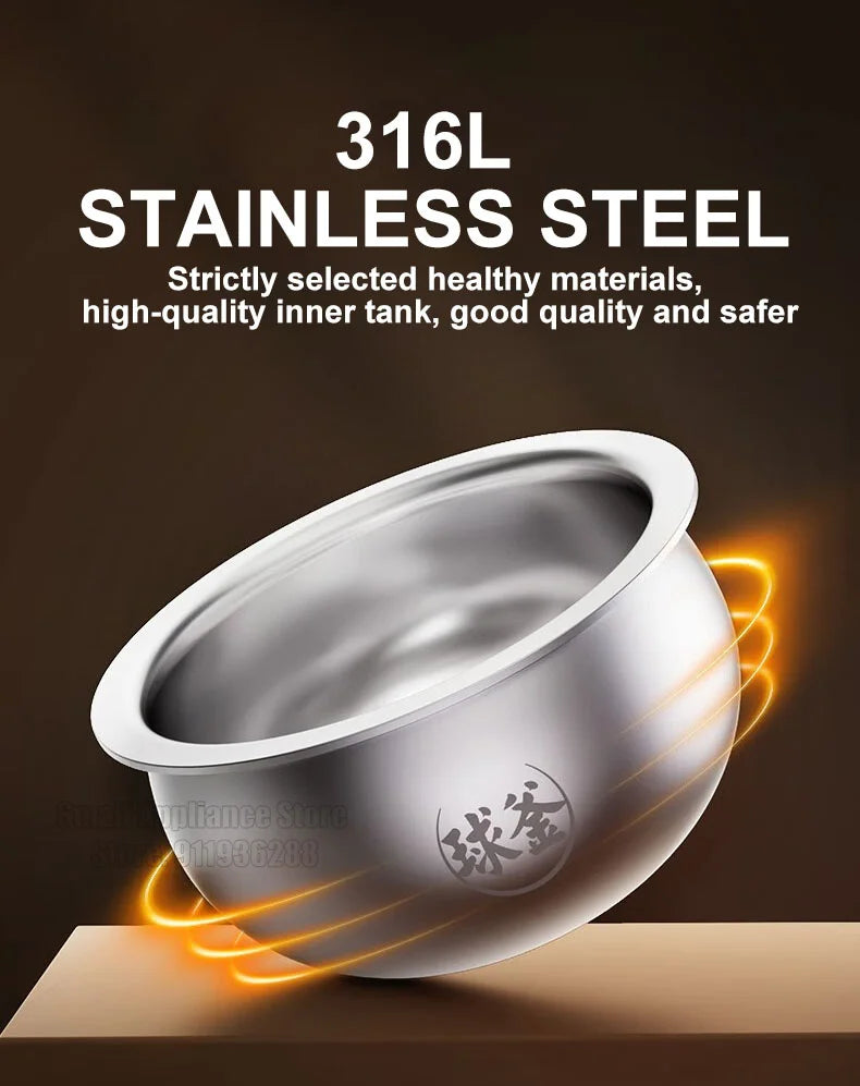 SUPOR 2L Household Rice Cooker LED Display 24H Intelligent Timing Rice Cooking Pot Good Taste 316L Stainless Steel Multi Cooker