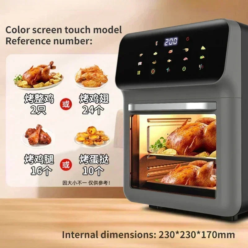 15L Visual Window Air Fryer Oven – Large-Capacity Smart Air Fryer for Home Kitchen (110V/220V)