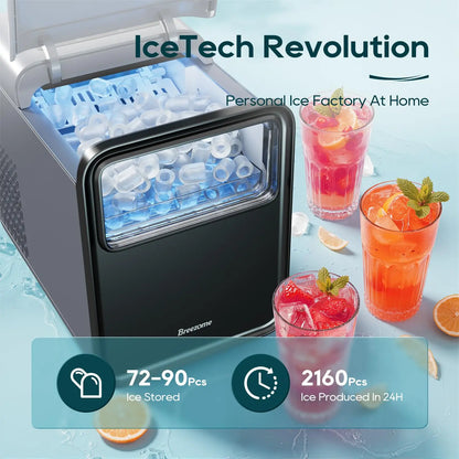 Portable Self-Cleaning Ice Maker Machine – 6-Min Ice, 2 Sizes, 9 Cubes/Batch, 12kg/24H Low-Noise Ice Maker with Scoop & Basket