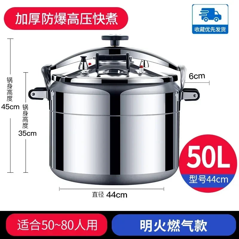 50L Commercial Pressure Cooker Thickened Large Capacity Gas Induction Cooker Universal Explosion-proof Household Pressure Cooker