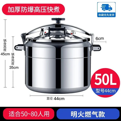 50L Commercial Pressure Cooker Thickened Large Capacity Gas Induction Cooker Universal Explosion-proof Household Pressure Cooker