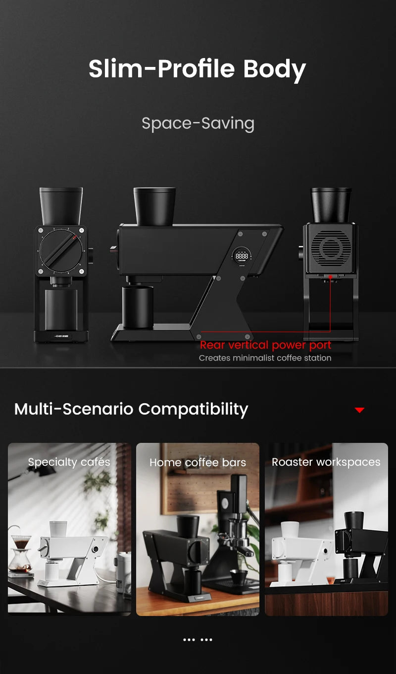 MHW-3BOMBER F74 Electric Grinder – 74mm Ti Flat Burr, 90-Step Stepless Espresso to French Press