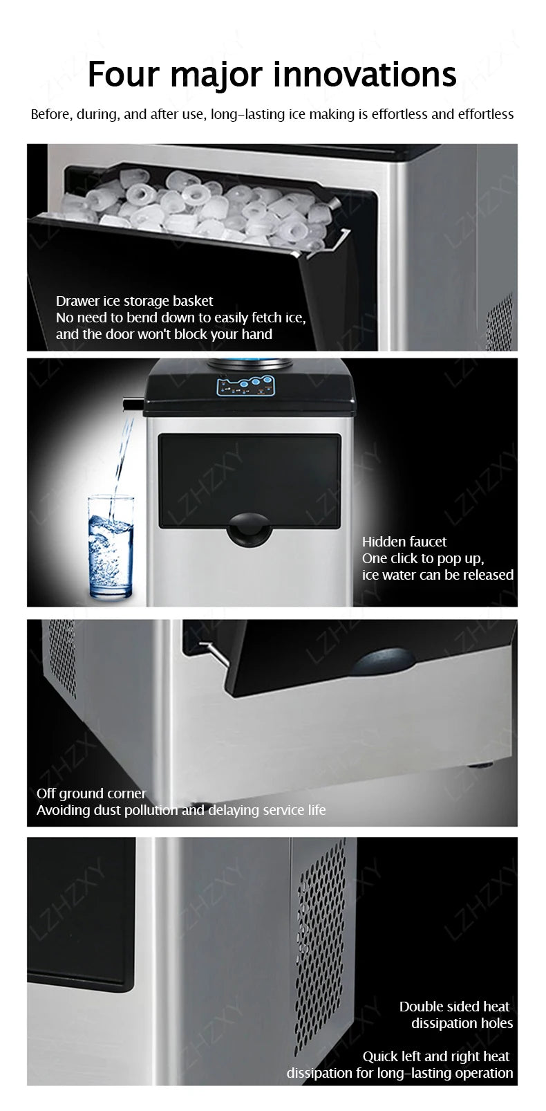 25KG Ice Maker Electric Commercial Ice Cube Maker Small Household Multifunctional Bottled Water Automatic English Panel