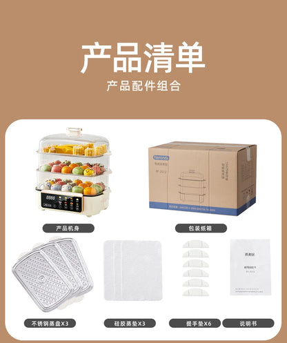 4-Layer Electric Steamer – Multi-Function Large-Capacity Cooker with Timer