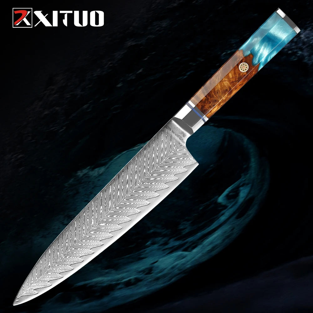 Japanese 67-Layer Damascus Steel Kitchen Knife Set Utility Knife Meat Slicer Vegetable Knife Boning Knife Ergonomic Handle