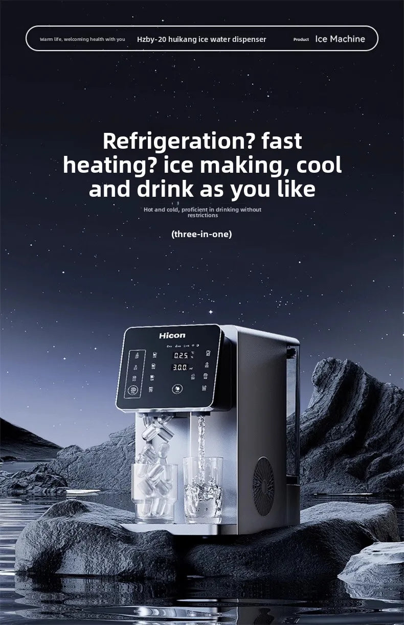 3-in-1 Ice Maker & Water Dispenser: Countertop Home Appliance with Instant Heating/Cooling, Large Capacity, Energy Saving