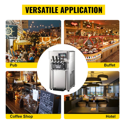 VEVOR NEW Commercial Soft Serve Ice Cream Machine For Sale fried roll home instant ice cream machine 220V Stainless Steel