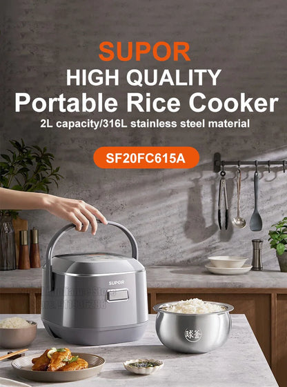 SUPOR 2L Household Rice Cooker LED Display 24H Intelligent Timing Rice Cooking Pot Good Taste 316L Stainless Steel Multi Cooker