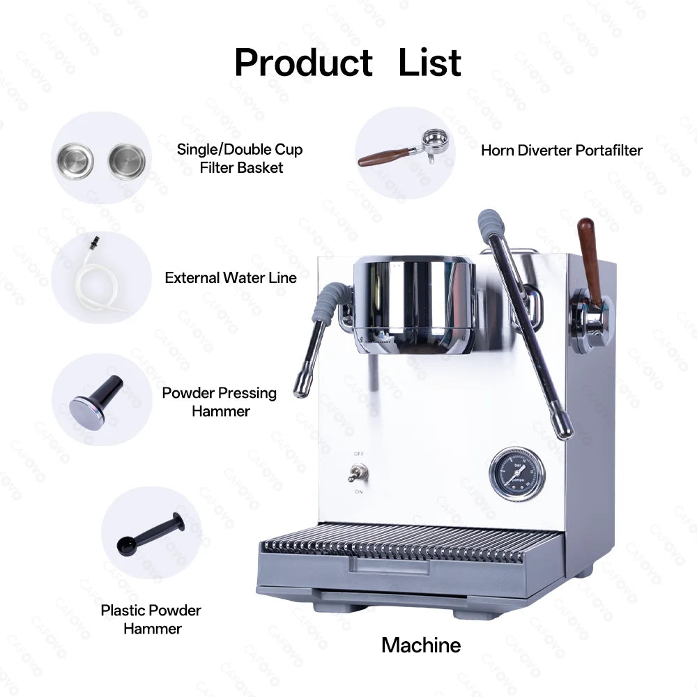 CAFOVO E120 9Bar Commercial Dual Boiler Espresso Machine ULKA Pump OPV System with OLED Display for Cafe Coffee Maker 220V