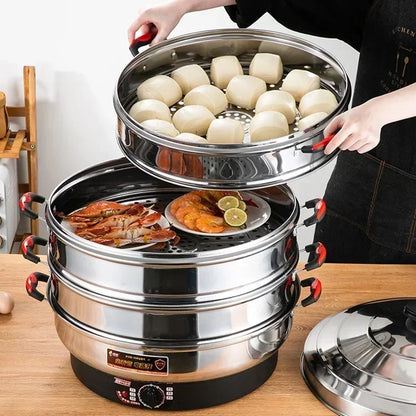Commercial breakfast shop Multifunctional Stainless Steel Electric Steamer, new style Large Capacity, steamed buns