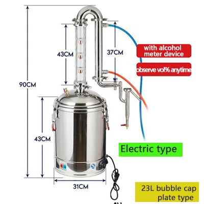23L Home Distiller Alcohol Moonshine Electric Tubular Distilling Column Machine Wine Fermentation Used Distillation Equipment