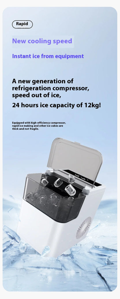 MOCATT Desktop Fully Automatic Bullet Shaped Ice Making Machine, Capable Of Making 9 Pieces Of Ice At Once, Continuously Making