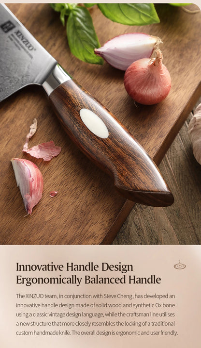 XINZUO 7.8'' Japanese Chef's Knife High-carbon Dual-core Damascus Steel Cooking Knife for Meat Vegetable Fish Fillet Salmon