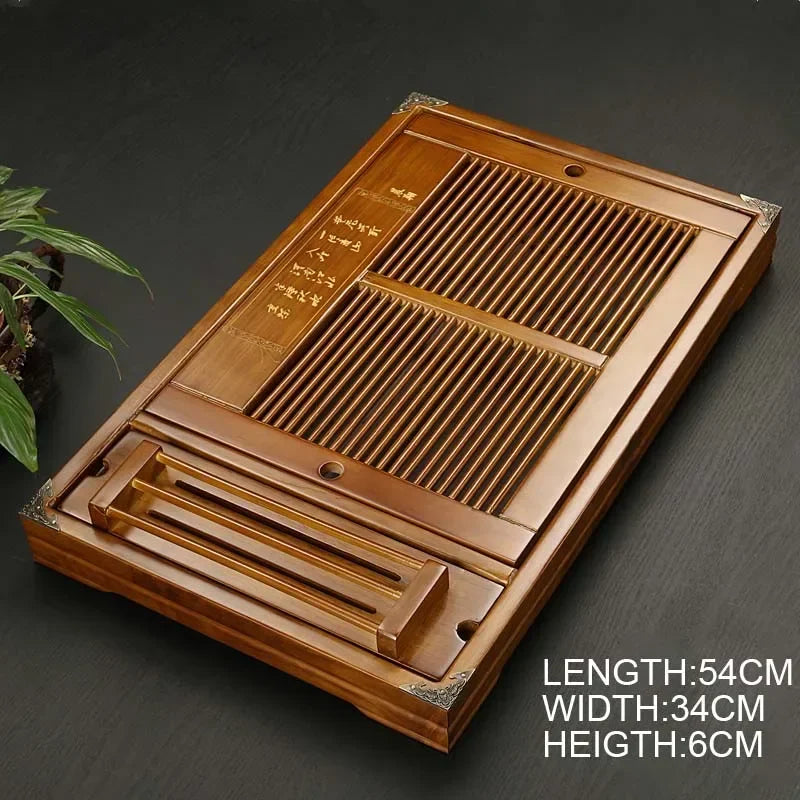 Chinese Solid Wooden Tea Accessories Drinkware Tea Tray Tea Kung Fu Tea Set Table Drawer Type Gongfu Storage Drainage Tray