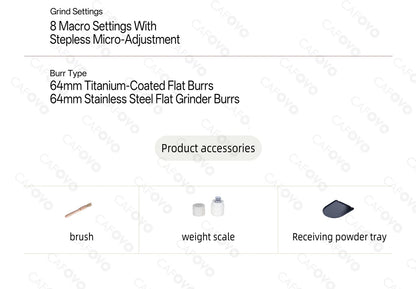 CAFOVO K64SC 64mm Flat Burr Espresso Grinder – Professional Weighing & Touch Screen Coffee Grinder