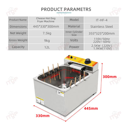 ITOP 12L Commercial Automatic Cheese Hot Dog Sticks Fryer Electric Korean Mozzarella Corn Dog Fryer Machine