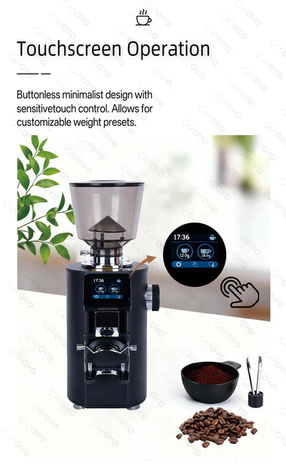 CAFOVO K64SC 64mm Flat Burr Espresso Grinder – Professional Weighing & Touch Screen Coffee Grinder