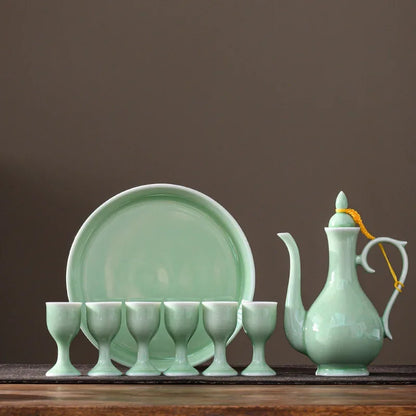 Chinese style wine divider ceramic retro wine jug 20ml goblet antique invitation wine jug set gift box set