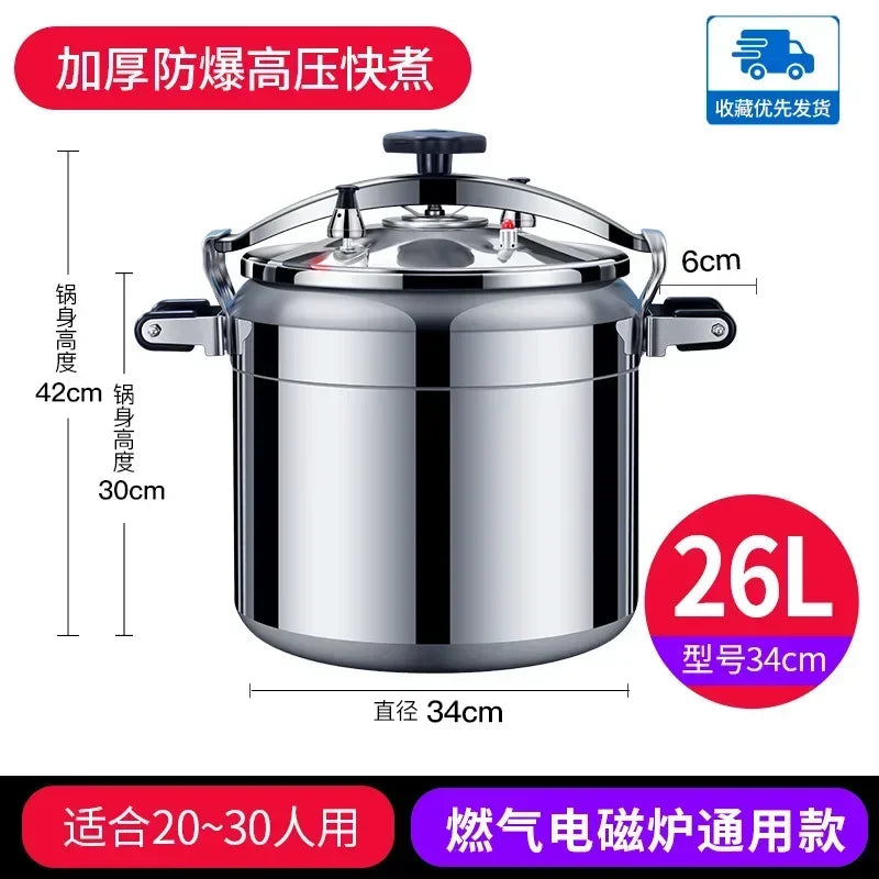 50L Commercial Pressure Cooker Thickened Large Capacity Gas Induction Cooker Universal Explosion-proof Household Pressure Cooker