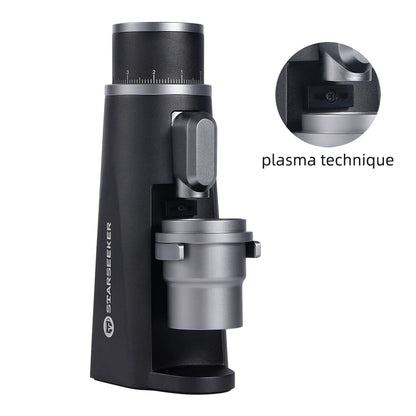 STARSEEKER EDGE Stainless Steel Burr Coffee Grinder 48MM Espresso Stepless Fineness Adjustment Electric Coffee Grinders Black