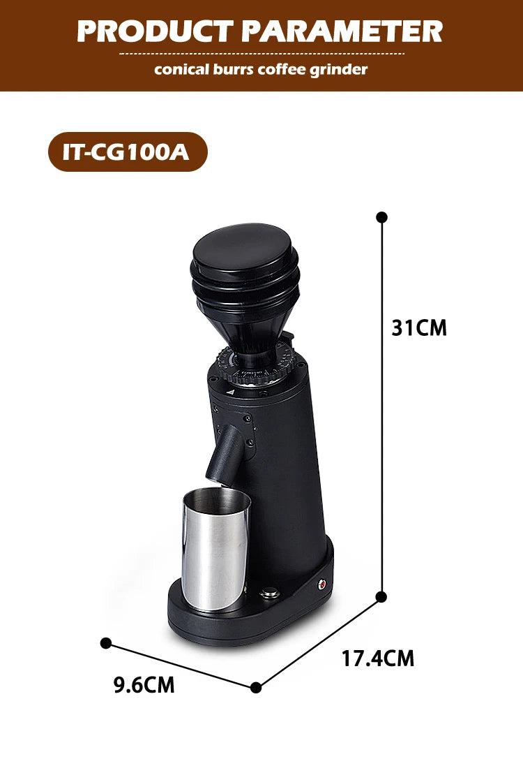 ITOP Electric Coffee Grinder 40MM Titanium Burr Metal Bean Hopper 75g Elegant Samll Coffee Grinder Machine New Arrival 2022