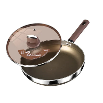 Titanium Pan 316 Stainless Steel Uncoated Non-stick Pan Household Cooking Pot Induction Cooker Special Steak Frying Pan