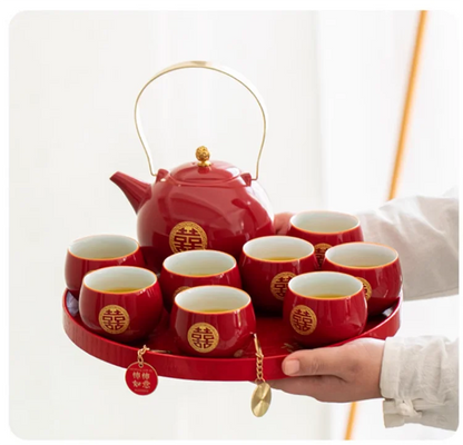 Ceramic Tea Set for Weddings, Home Teapot, Engagement and Dowry Gift, New lyweds
