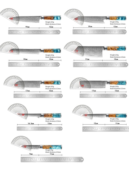 Japanese 67-Layer Damascus Steel Kitchen Knife Set Utility Knife Meat Slicer Vegetable Knife Boning Knife Ergonomic Handle