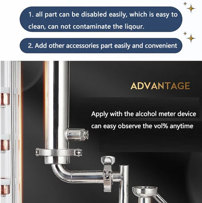 23L Home Distiller Alcohol Moonshine Electric Tubular Distilling Column Machine Wine Fermentation Used Distillation Equipment