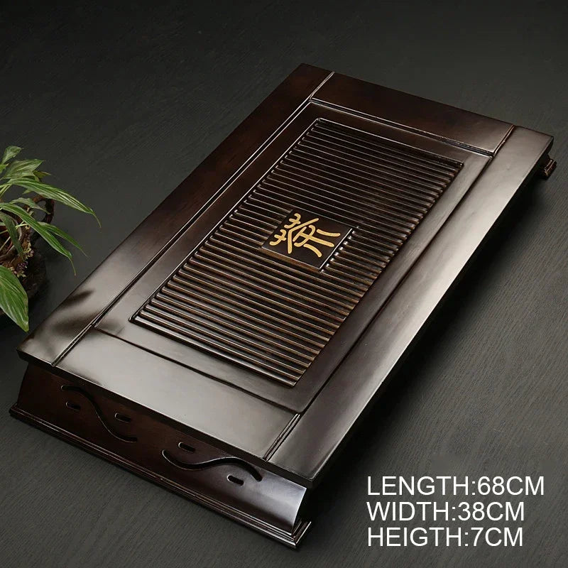 Chinese Solid Wooden Tea Accessories Drinkware Tea Tray Tea Kung Fu Tea Set Table Drawer Type Gongfu Storage Drainage Tray