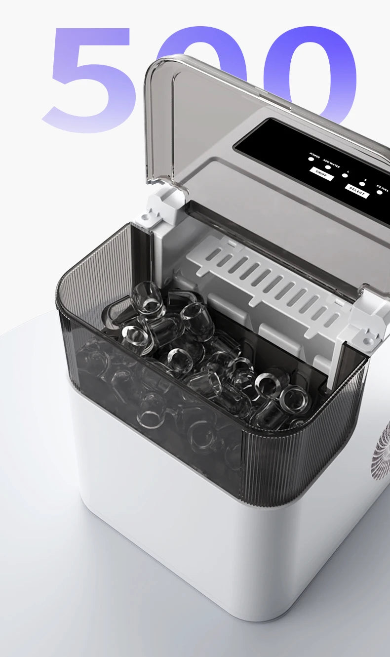 MOCATT Desktop Fully Automatic Bullet Shaped Ice Making Machine, Capable Of Making 9 Pieces Of Ice At Once, Continuously Making