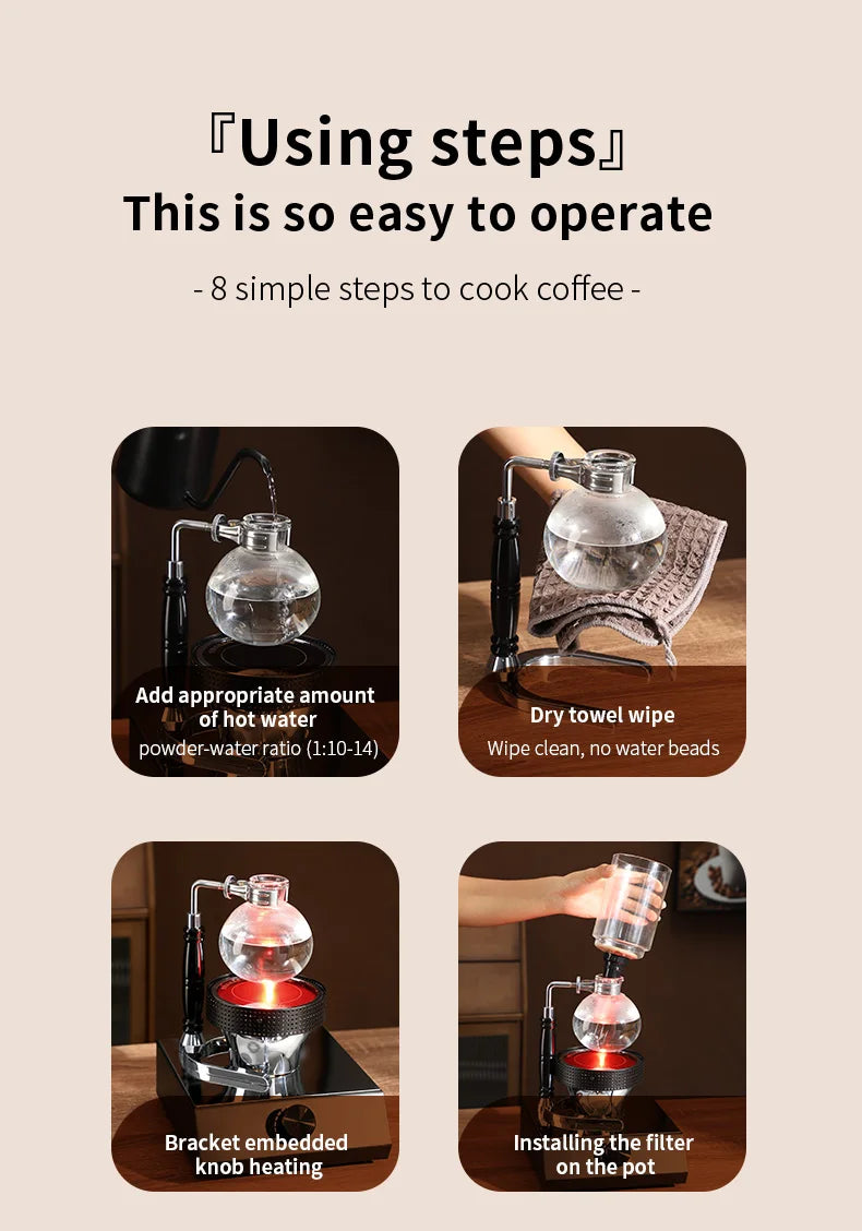 BINCOO 220V 400W Siphon Pot Convection Oven Coffee Heater Electric Stove Halogen Light Wave Infrared Heating 750° Heat Resistant