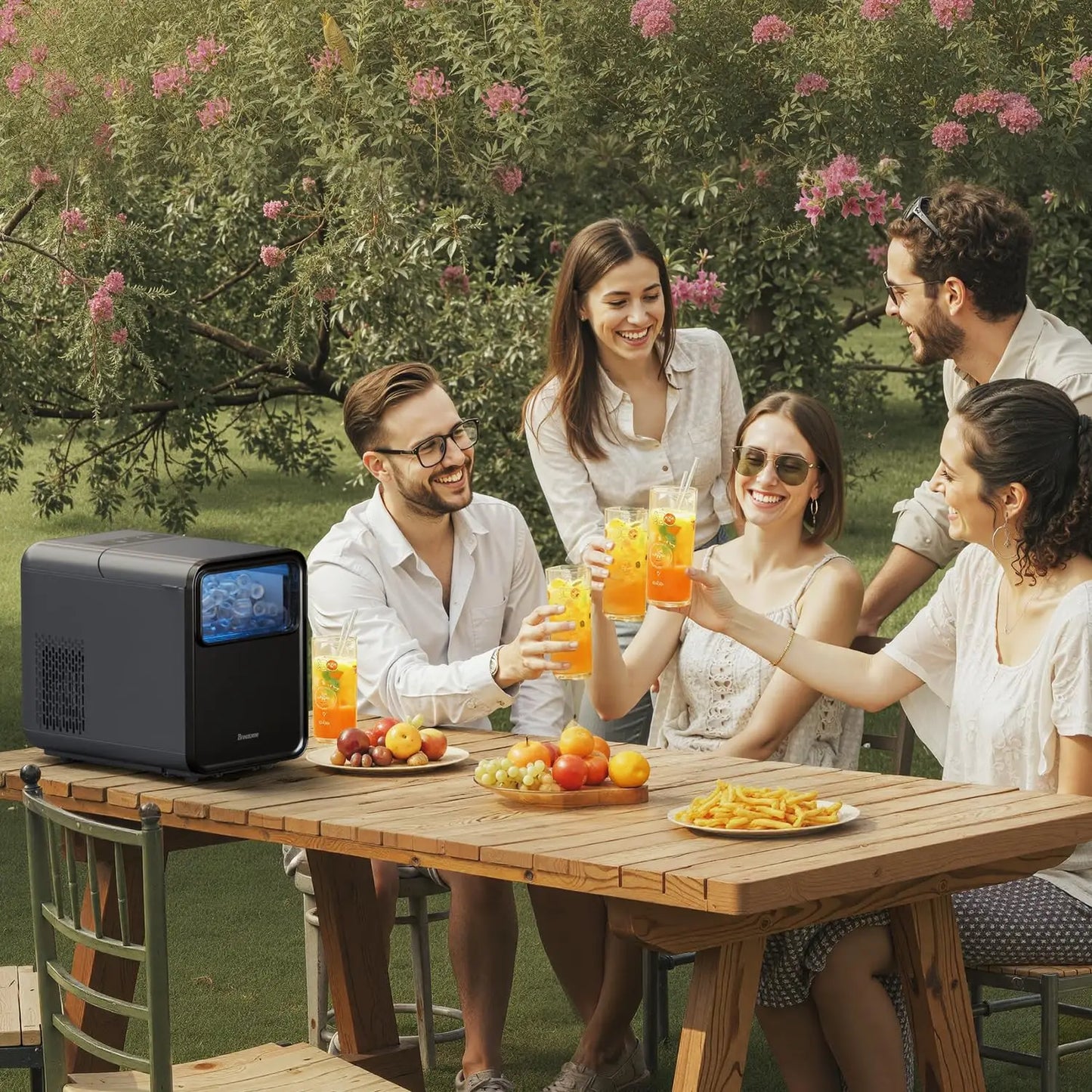 Portable Self-Cleaning Ice Maker Machine – 6-Min Ice, 2 Sizes, 9 Cubes/Batch, 12kg/24H Low-Noise Ice Maker with Scoop & Basket