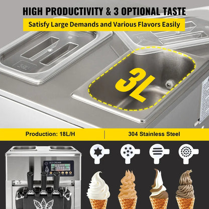 VEVOR NEW Commercial Soft Serve Ice Cream Machine For Sale fried roll home instant ice cream machine 220V Stainless Steel