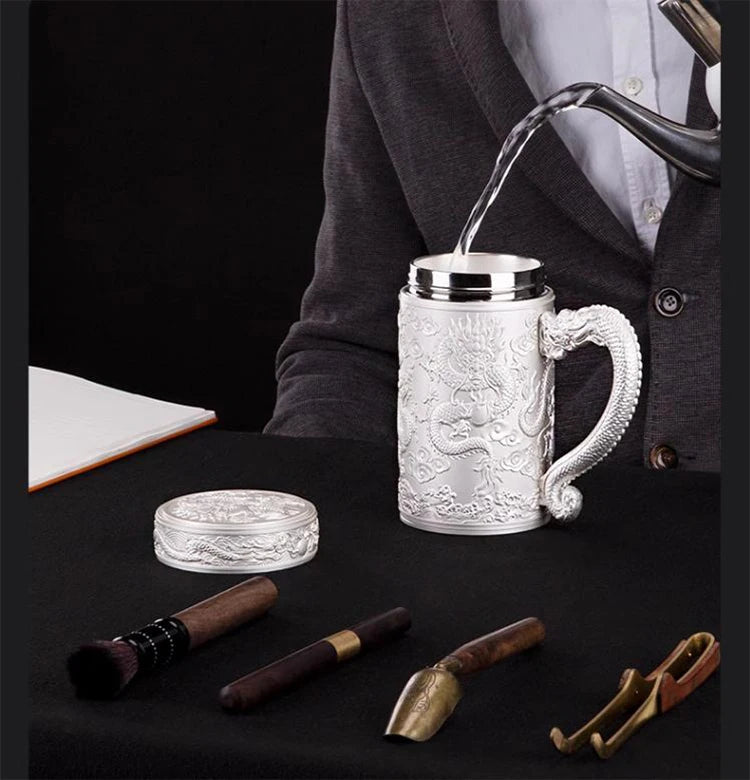 Teapot Thermos Inner Wall Sterling Silver S999 350-600ml Thermos Mug Stainless Steel Tumbler Thermos Travel Coffee Mug