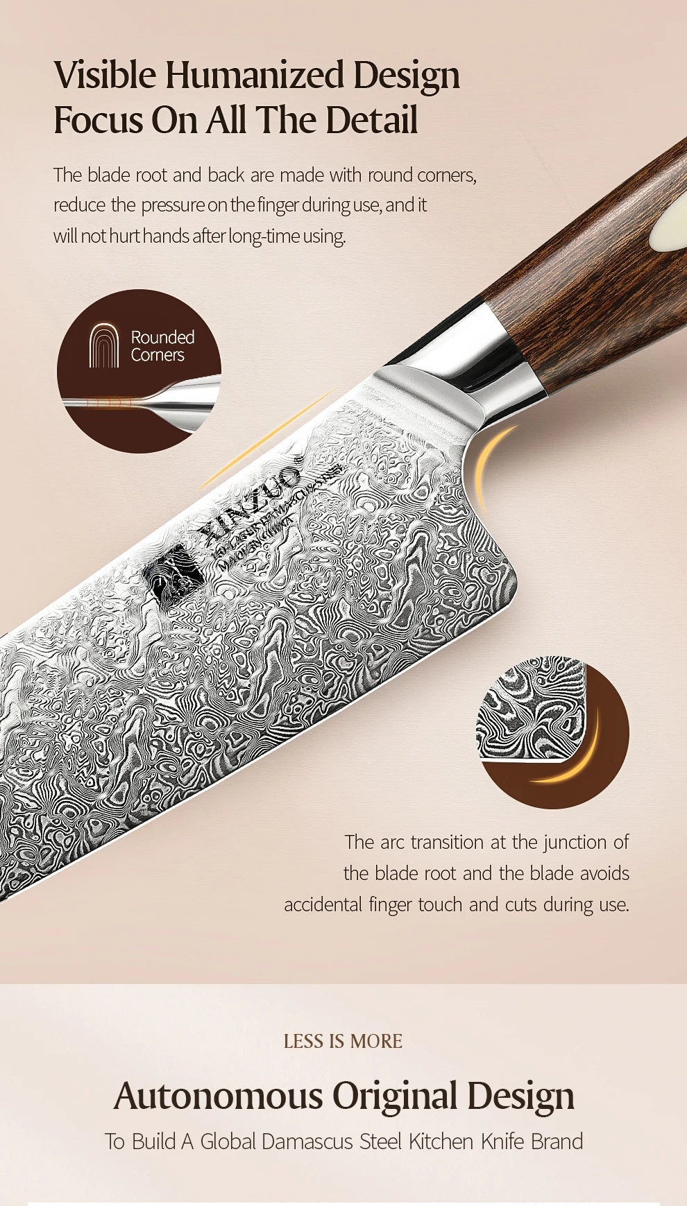 XINZUO 7.8'' Japanese Chef's Knife High-carbon Dual-core Damascus Steel Cooking Knife for Meat Vegetable Fish Fillet Salmon