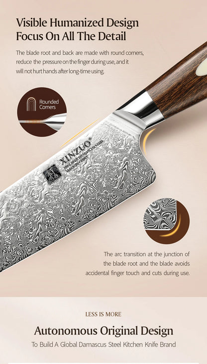 XINZUO 7.8'' Japanese Chef's Knife High-carbon Dual-core Damascus Steel Cooking Knife for Meat Vegetable Fish Fillet Salmon